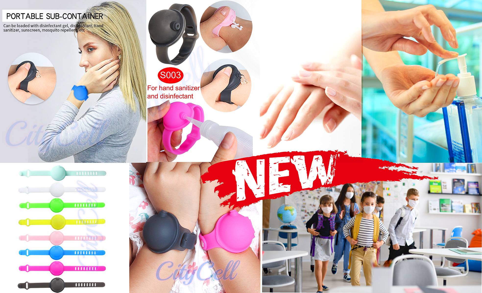 PORTABLE SUB-CONTAINER Antiseptic recipe portable bracelets CityCell+ Cildrens Kids speacial for scool Best Price Limassol Cyprus Paphos Larnaka Nicosia