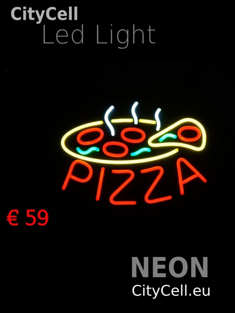 Pizza Neon Lights CityCell Limassol Cyprus Shop Design Advertising 